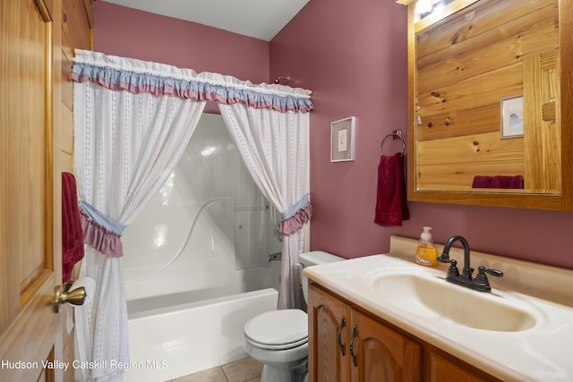 17 Partridge Rd, Hudson, NY 12534 - bathroom with toilet, vanity, shower / bath combination with curtain, and tile patterned floors