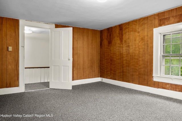 1 Green St, Gilbertsville, NY 13776 - spare room with carpet flooring and wood walls