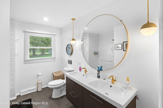 2064 County Highway 8, Denver, NY 12421 - bathroom with double vanity and tile patterned flooring