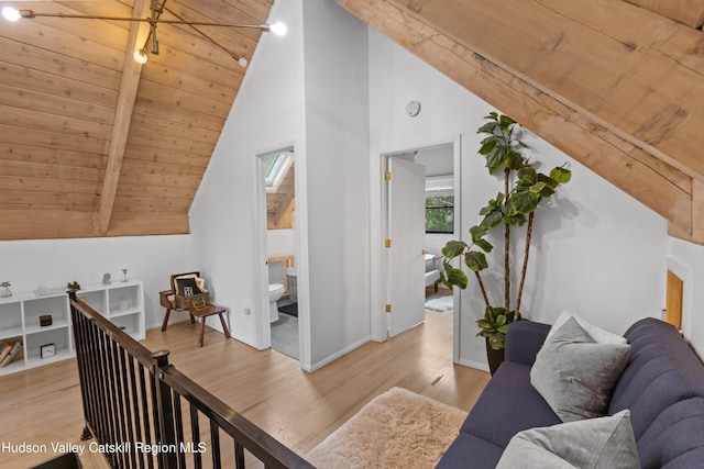 2064 County Highway 8, Denver, NY 12421 - living room with light wood-style flooring and wood ceiling