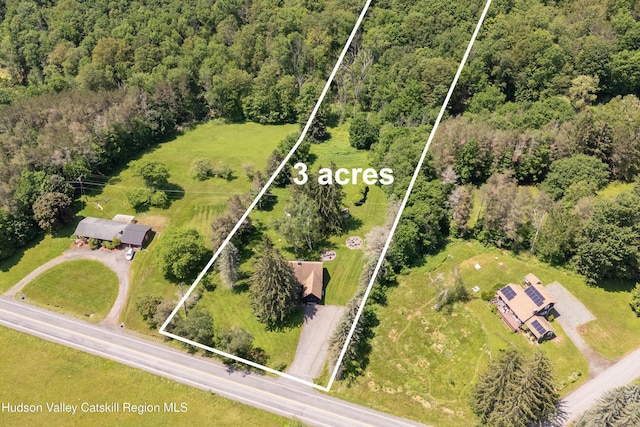 2064 County Highway 8, Denver, NY 12421 - aerial view of property's location with property boundaries highlighted and a heavily wooded area