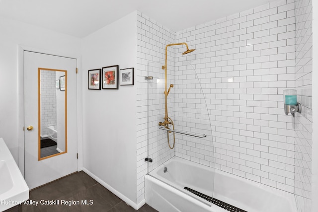 2064 County Highway 8, Denver, NY 12421 - bathroom featuring bathtub / shower combination and tile patterned floors