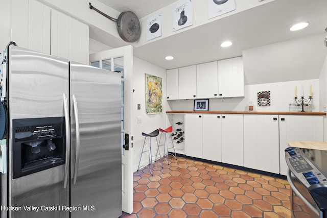 253 Upper Byrdcliffe Rd, Woodstock, NY 12498 - kitchen featuring stainless steel appliances, white cabinets, and recessed lighting