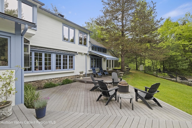 253 Upper Byrdcliffe Rd, Woodstock, NY 12498 - wooden terrace featuring a fire pit
