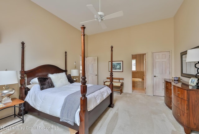 122 Brainard Ridge Rd Unit 14F, Windham, NY 12496 - bedroom with light carpet, lofted ceiling, and ensuite bathroom