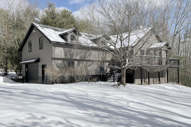 view of snow covered exterior