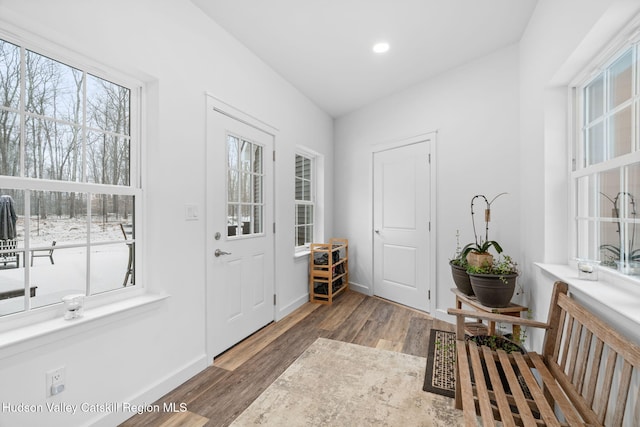 doorway to outside with dark hardwood / wood-style floors