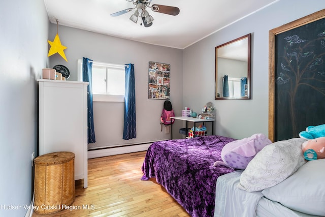 3271 Rte 212, Bearsville, NY 12409 - bedroom featuring ceiling fan, hardwood / wood-style floors, and a baseboard radiator
