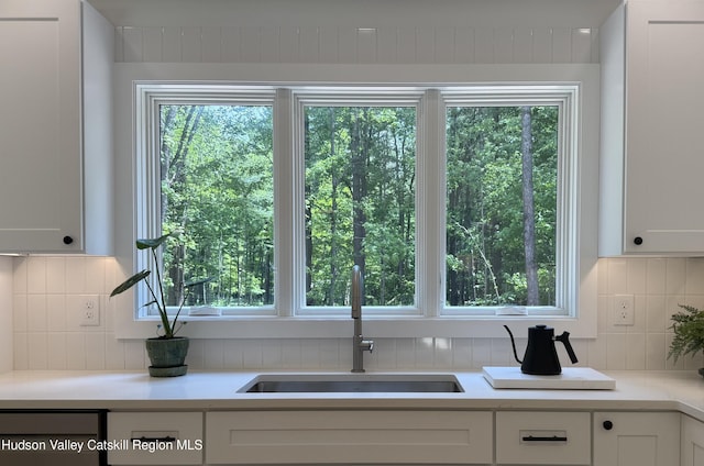 377 Pennsylvania Ave, Palenville, NY 12463 - kitchen with plenty of natural light, tasteful backsplash, and white cabinetry