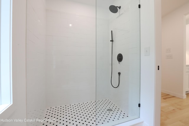 377 Pennsylvania Ave, Palenville, NY 12463 - bathroom with a tile shower and wood finished floors