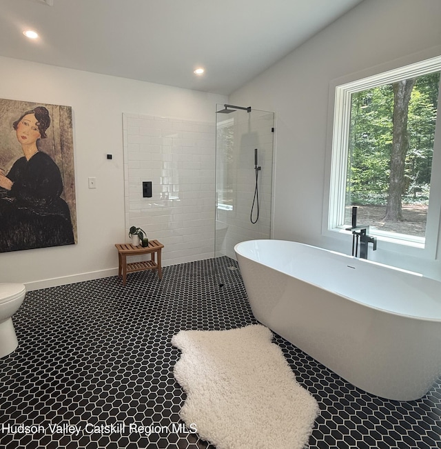 377 Pennsylvania Ave, Palenville, NY 12463 - full bath featuring a freestanding tub, walk in shower, and recessed lighting