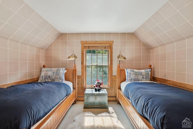 19 Twin Maples Ln, Windham, NY 12496 - carpeted bedroom featuring lofted ceiling and a baseboard radiator