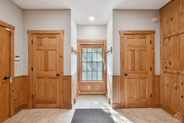 19 Twin Maples Ln, Windham, NY 12496 - entryway featuring wainscoting and wood walls