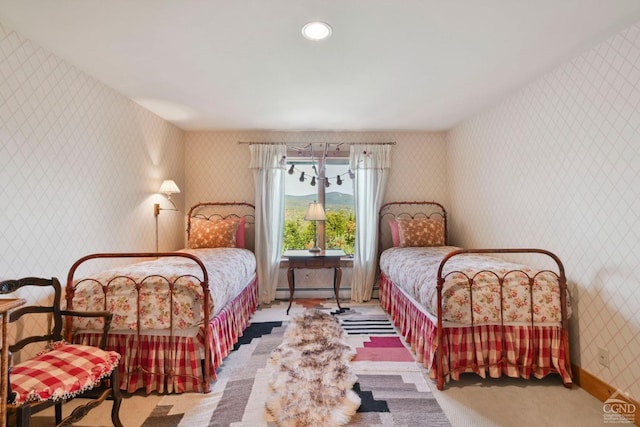 19 Twin Maples Ln, Windham, NY 12496 - carpeted bedroom with wallpapered walls and baseboard heating