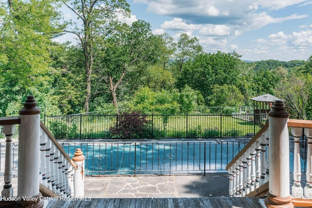 12 W Chestnut St, Kingston, NY 12401 - view of pool with stairway and a wooded view