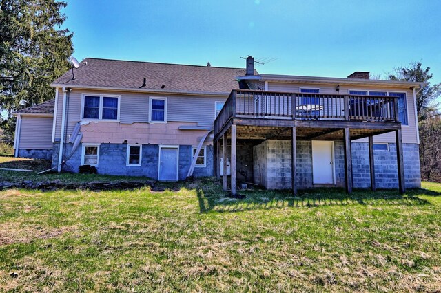 10345 Rte 32, Greenville, NY 12431 - back of house featuring a deck, a chimney, and a lawn