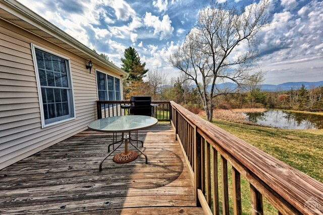 10345 Rte 32, Greenville, NY 12431 - wooden deck featuring a water view, area for grilling, and a yard