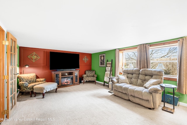 19 Pompeys Cave Rd, High Falls, NY 12440 - carpeted living room with baseboards and french doors