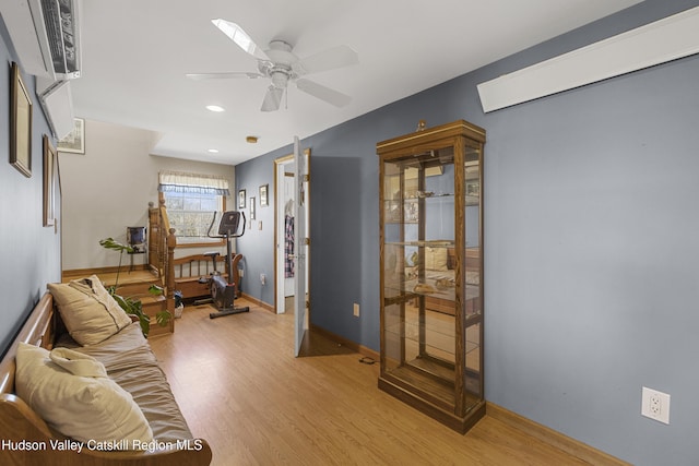 19 Pompeys Cave Rd, High Falls, NY 12440 - living area featuring baseboards, light wood finished floors, a ceiling fan, and recessed lighting