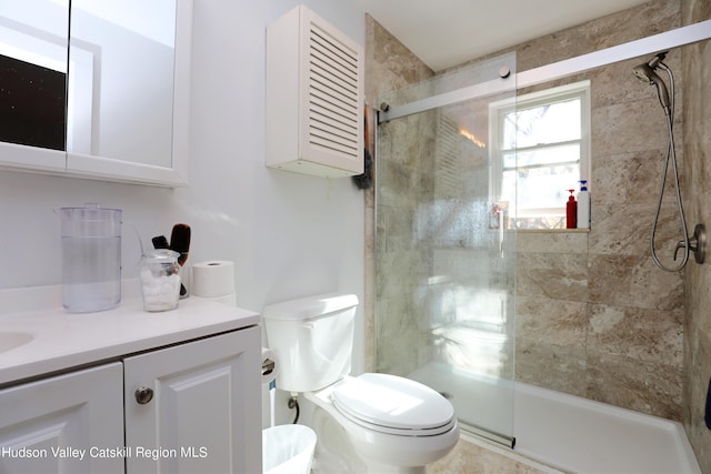 651 Glasco Tpke, Saugerties, NY 12477 - bathroom featuring a stall shower, vanity, and toilet