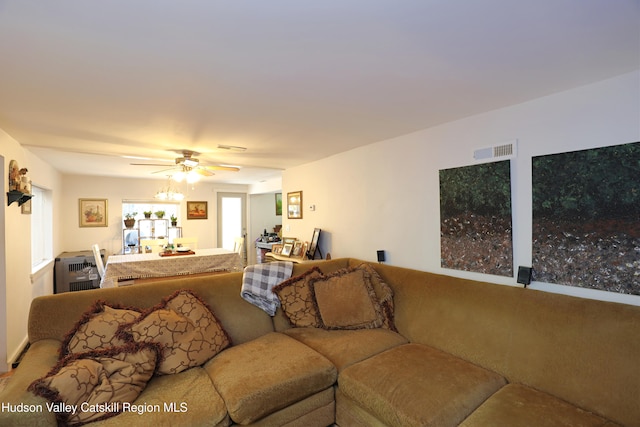 651 Glasco Tpke, Saugerties, NY 12477 - living area featuring a ceiling fan and visible vents