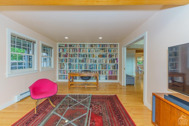 126 Shaker Ridge Dr, Canaan, NY 12029 - living area featuring wood finished floors, healthy amount of natural light, a baseboard radiator, baseboards, and recessed lighting