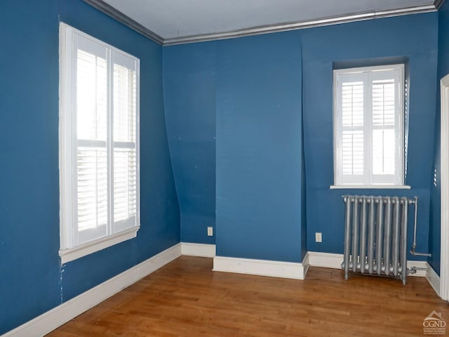 517-519 Washington St, Hudson, NY 12534 - unfurnished room featuring radiator, healthy amount of natural light, wood finished floors, and crown molding