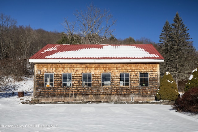 view of snow covered exterior