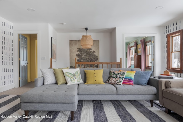 living room with carpet floors