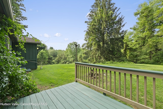 293 Pine Bush Rd, Stone Ridge, NY 12484 - wooden terrace featuring a yard