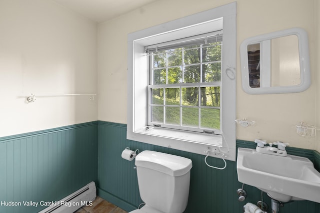 293 Pine Bush Rd, Stone Ridge, NY 12484 - bathroom with a wainscoted wall and baseboard heating