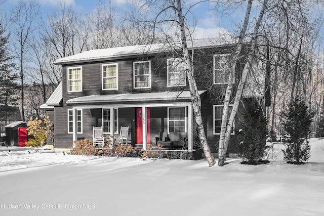 view of front facade featuring covered porch