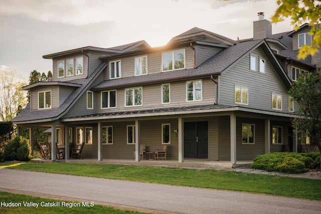 46 Pompeys Cave Rd, High Falls, NY 12440 - view of front facade featuring a chimney, covered porch, and a shingled roof