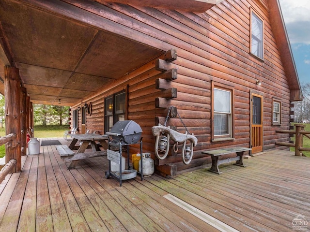 142 Pangman Rd, Gilboa, NY 12076 - wooden terrace with grilling area and a porch