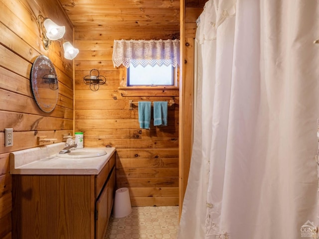 142 Pangman Rd, Gilboa, NY 12076 - full bath with wood walls, vanity, and wooden ceiling