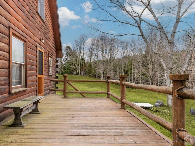 142 Pangman Rd, Gilboa, NY 12076 - wooden deck featuring a yard