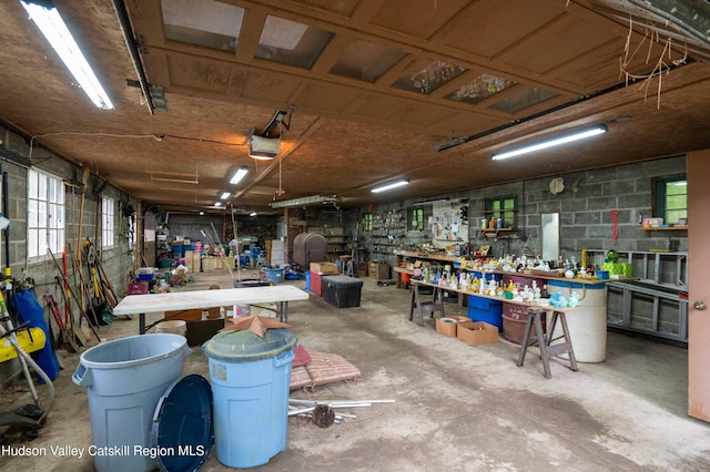 623 Rte 9j, Stuyvesant, NY 12173 - garage with a workshop area and concrete block wall