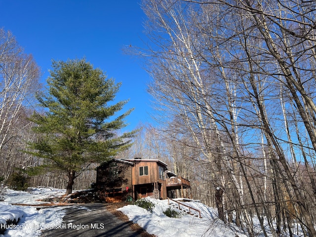 view of snow covered exterior