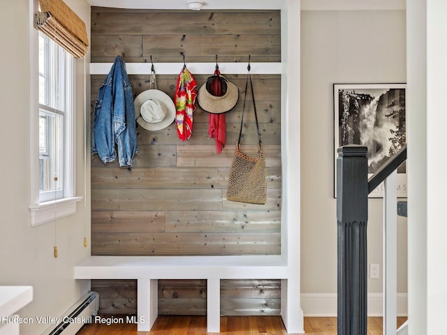 90 Emerson St, Kingston, NY 12401 - mudroom featuring a baseboard heating unit and wood finished floors