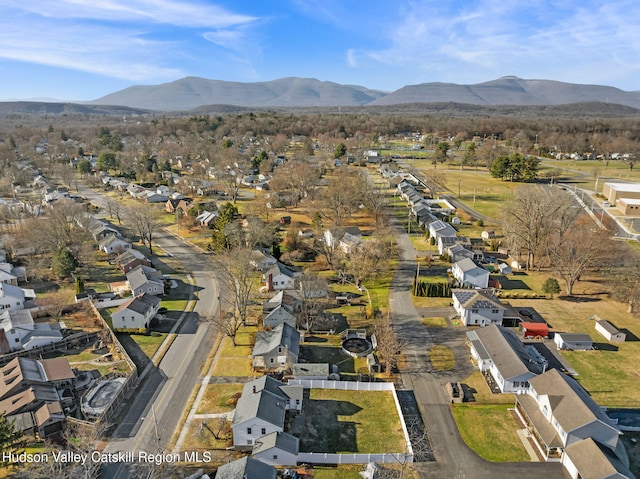 aerial view with a mountain view