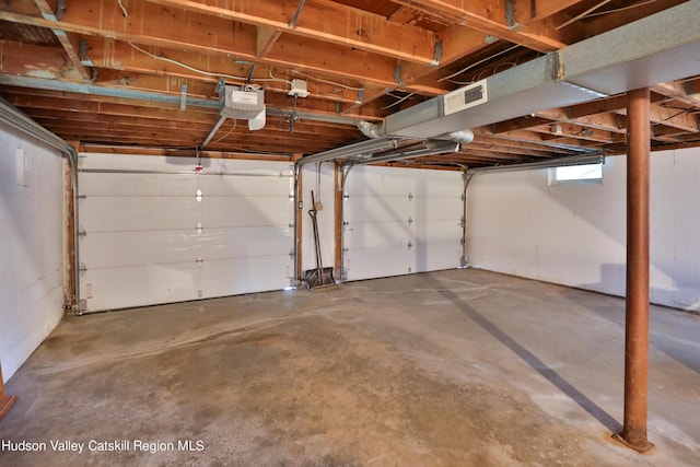 garage with a garage door opener