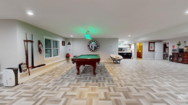 174 Webber Rd, Coxsackie, NY 12058 - rec room with baseboards, recessed lighting, and billiards table