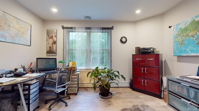 174 Webber Rd, Coxsackie, NY 12058 - office area featuring light wood-style flooring and recessed lighting
