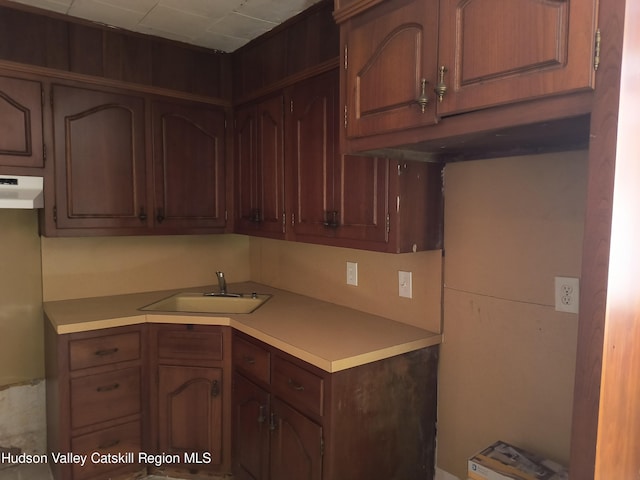 kitchen featuring sink and range hood