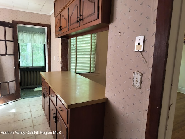 kitchen featuring crown molding