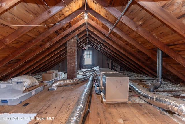 view of unfinished attic