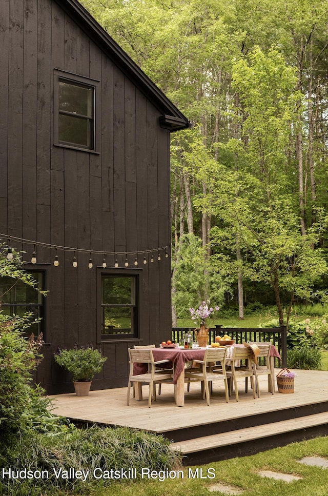 72 Old Queechy Rd, Canaan, NY 12029 - view of outdoor structure with outdoor dining space and a forest view