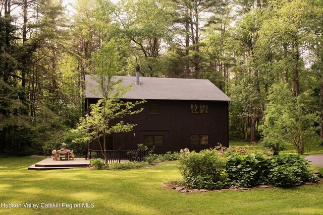 72 Old Queechy Rd, Canaan, NY 12029 - view of home's exterior with a wooden deck and a yard