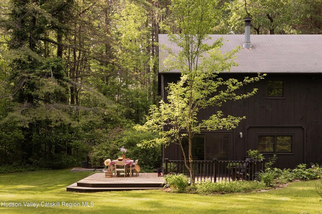 72 Old Queechy Rd, Canaan, NY 12029 - back of house featuring a wooden deck and a lawn