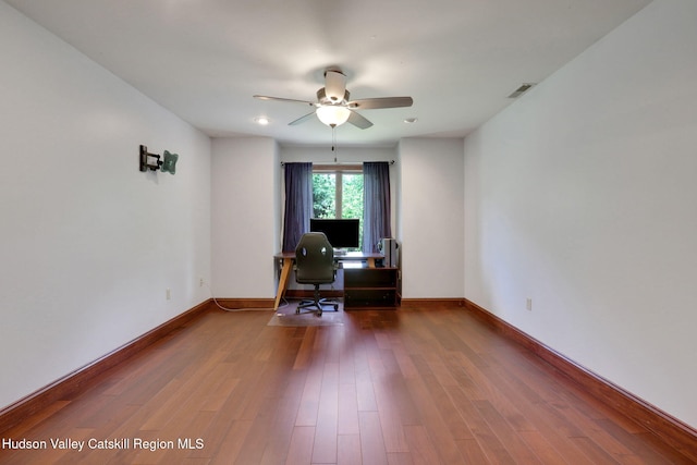 374 Linderman Ave, Kingston, NY 12401 - office featuring a ceiling fan, wood finished floors, and recessed lighting